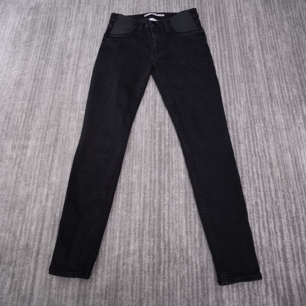 Hudson Nico Skinny Jeans Women 27 Black Excellent Maternity Elastic Side Panels